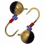 Дробинка с ушком d 4,0 мм, вес 0,62 гр, безмотылка золото черная с бисером /10 шт/